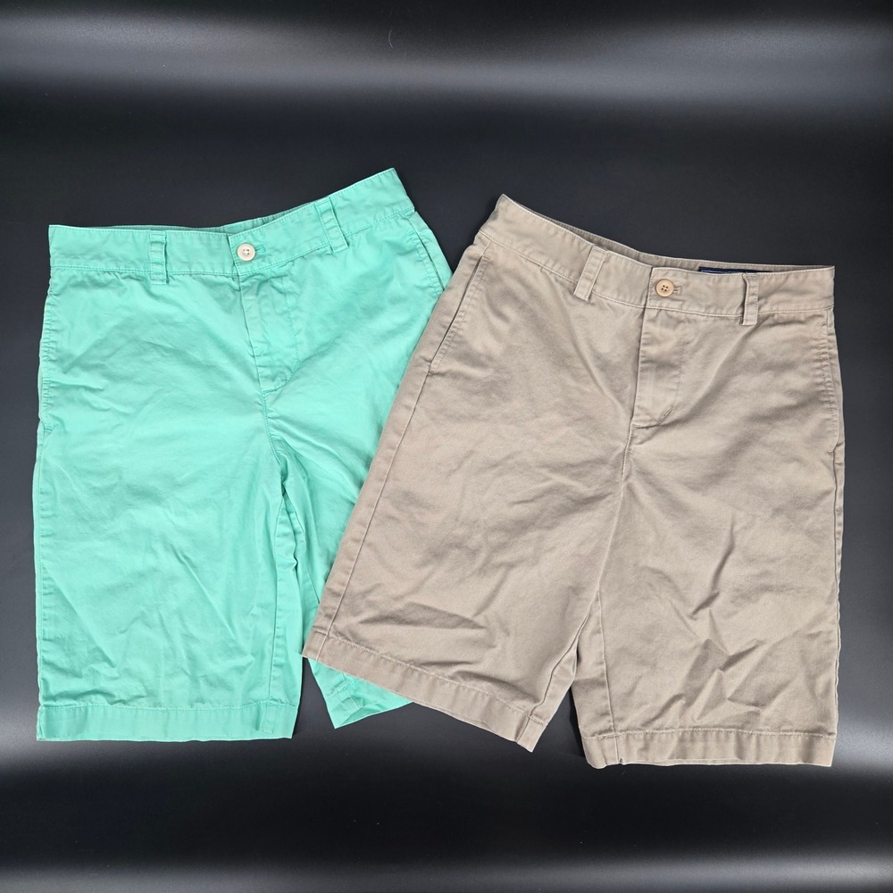 Vineyard Vines Boys 12 Chino Shorts Bundle Mint Green Khaki Tan 100% Cotton